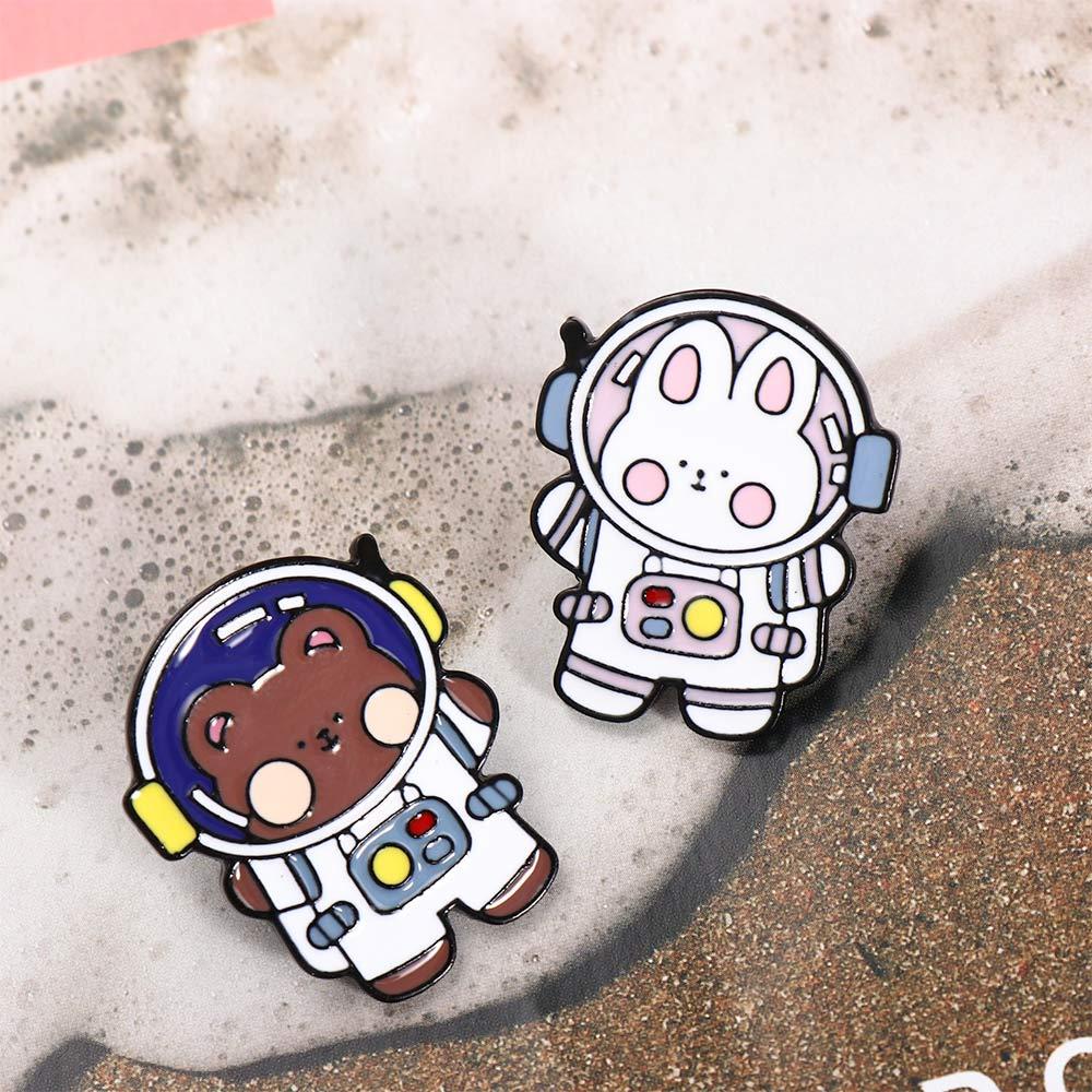 Lanfy Bros Beruang Astronot Hadiah Lucu Untuk Wanita Pria Astronot Beruang Kelinci Lencana Pin Kerah Pin Enamel Pin