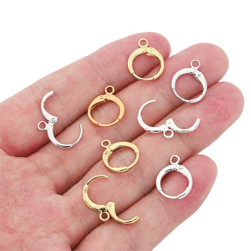 10pcs Kait Anting Warna Gold Silver Gaya Perancis Untuk Membuat Perhiasan DIY