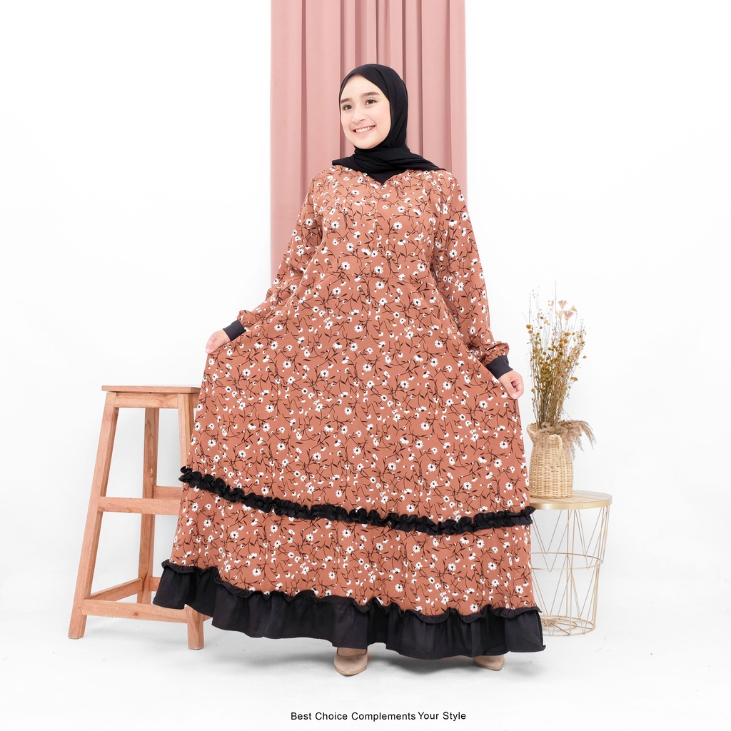 Ivany Dress Basic Wanita Motif Bunga by Mahyra