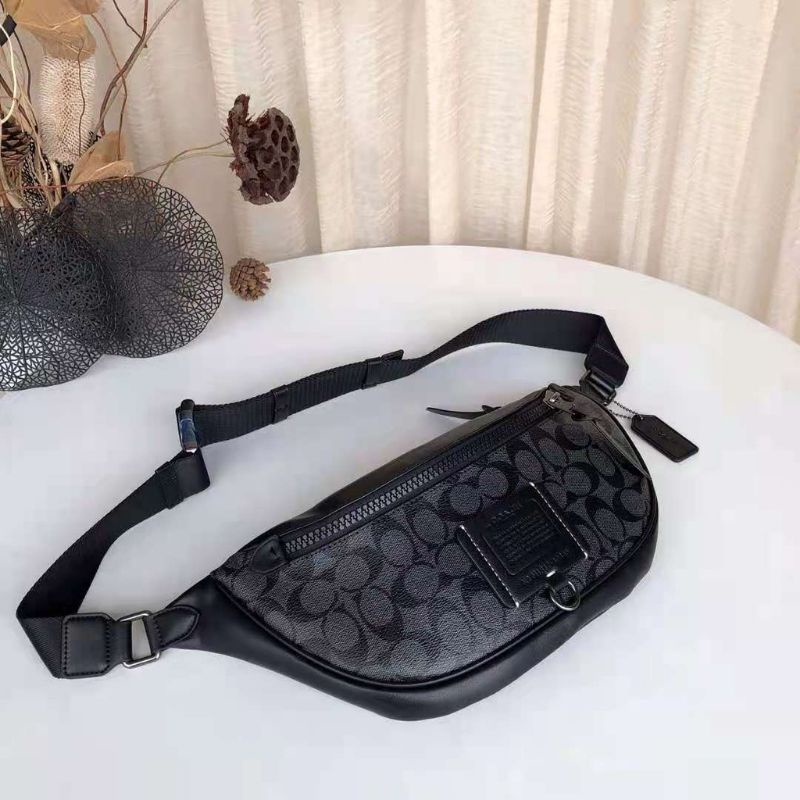 WAISTBAG COACH Revington Logo Black Belt Bag Tas Pinggang Original Quality