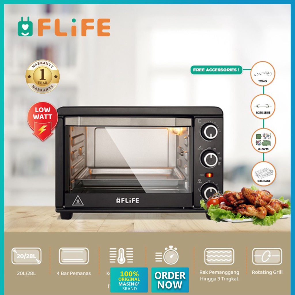 FLIFE  c OVEN LISTRIK KAPASITAS 20 LITER 4 ELEMEN PEMANAS