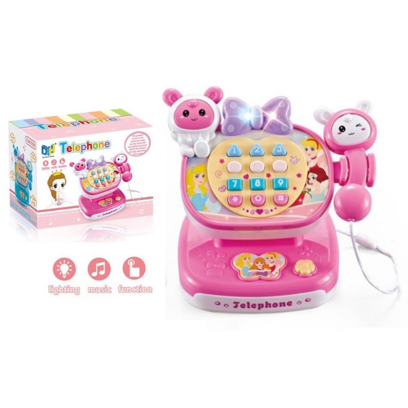 Mainan Anak TELEPHONE PINK Mainan Aktivitas Edukasi Musik Lagu &amp; Lampu