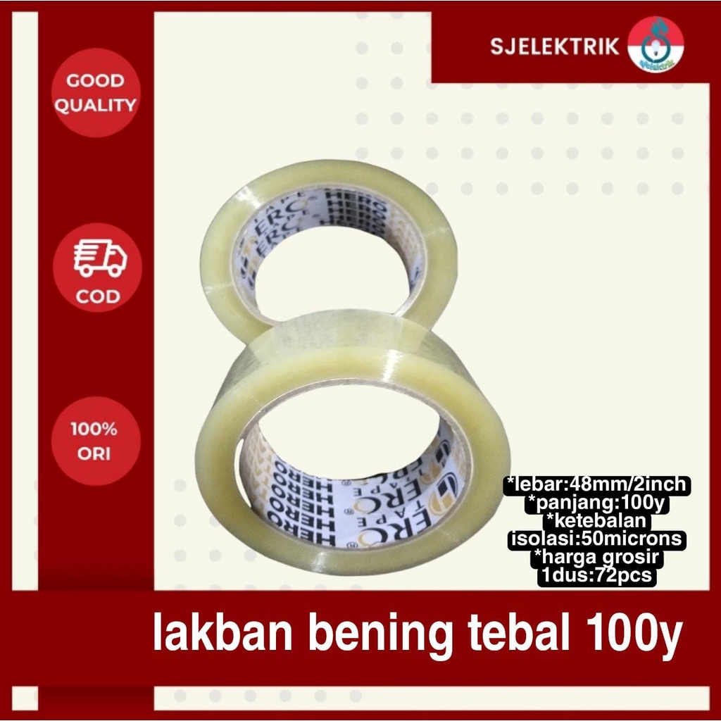 

Isolasi Lakban bening tebal isi nya 100 yard 50 micron