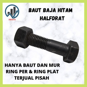 [BISA COD] Baut Mur Baja Hitam Ts 10.9 M30X150 Full Set Baut Hex Ts 10.9 / Perlengkapan Rumah Tangga