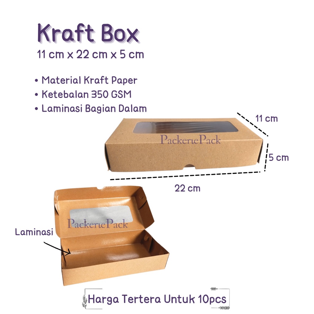 

(10 PCS ) KOTAK DUS KUE KRAFT UK 11 x 22 x 5 / BOX 11X22X5