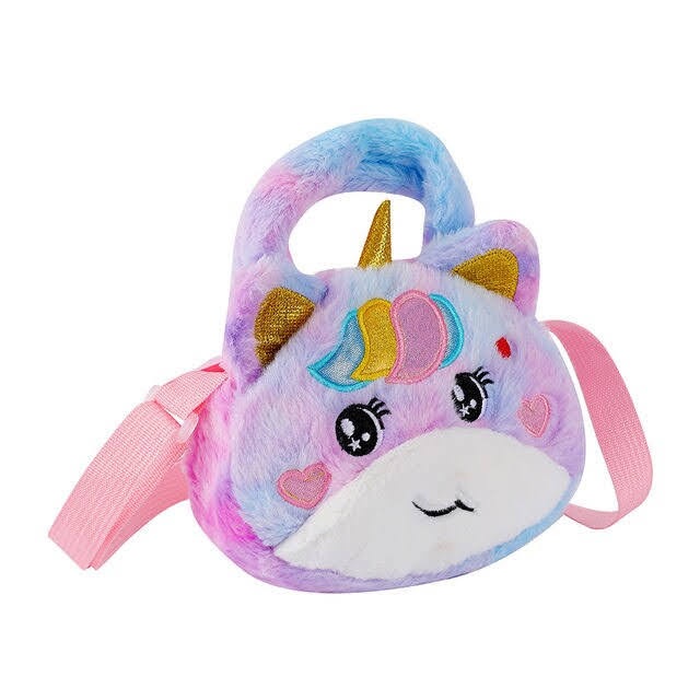 Skoola Tas Anak Perempuan PAUD Remaja Selempang Jinjing Unicorn Rainbow Lucu Bulu Kids Sling Bag - Bunbun Mocha Micha Michu