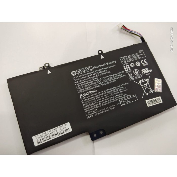 Baterai Original HP Polymer NP03XL X360 13-A010DX HSTNN-LB6L