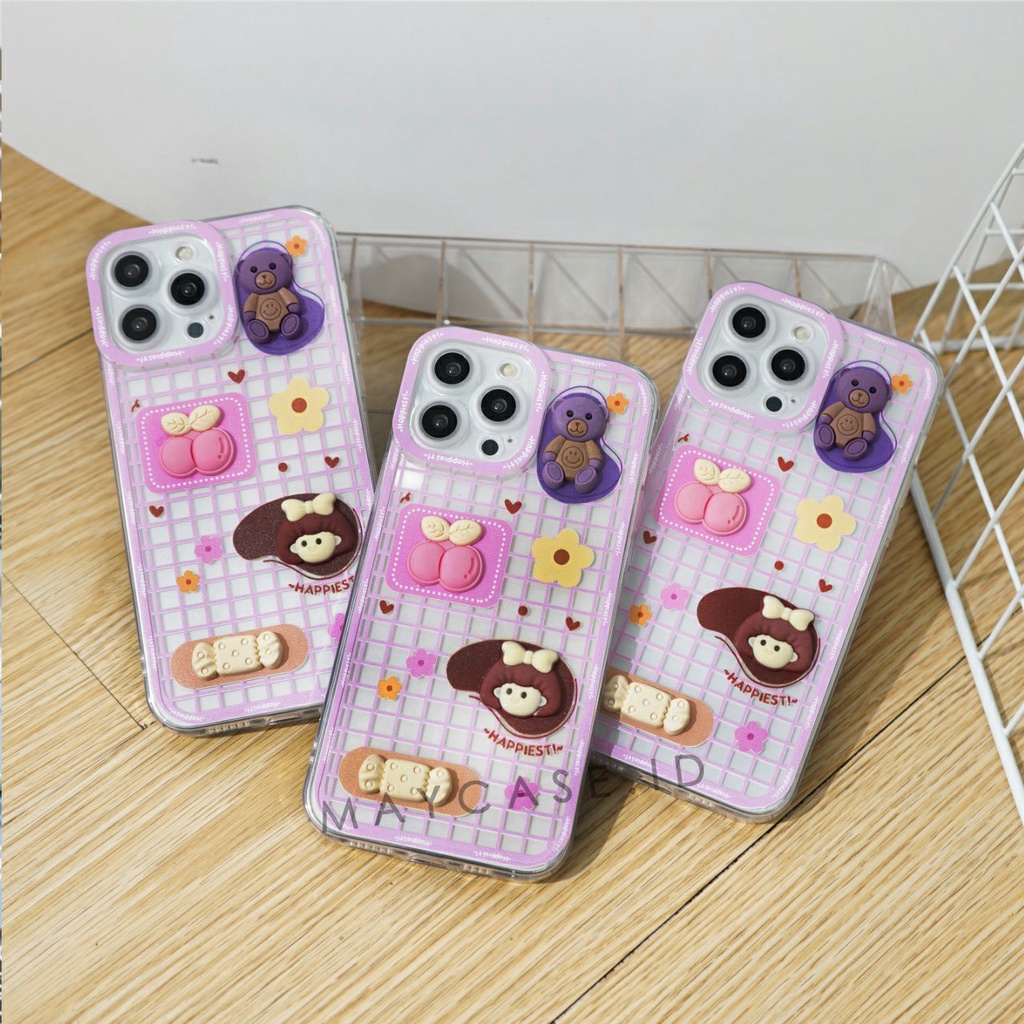 Case Bening Motif 3D7 Boneka Timbul Vivo Y12S Y20 Y20S Y12 Y15 Y17 Y19 Y91 Y93 Y95 Y91C Y1S Y15S Y01