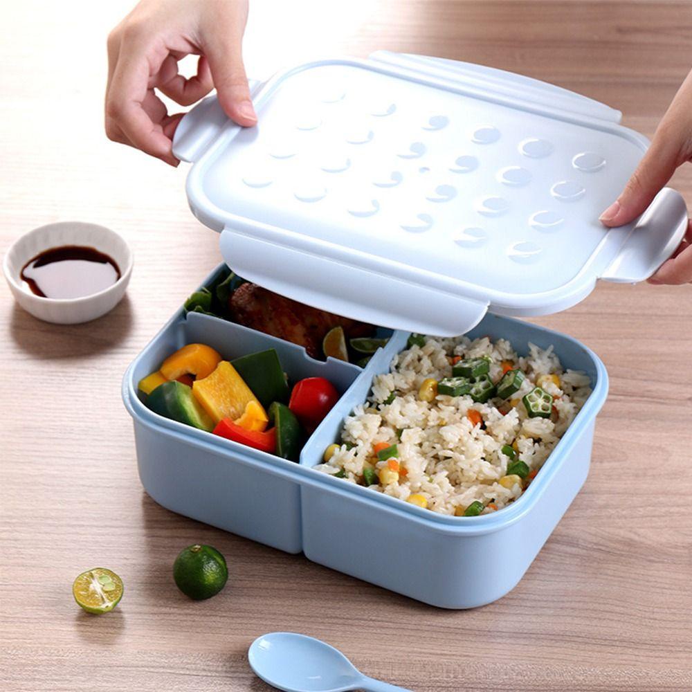 Solighter Lunch Box Portable Rectangle Grid 3susun Wadah Makanan Gird