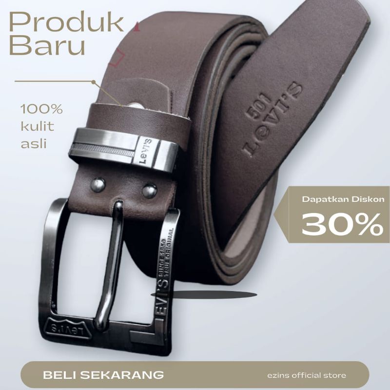 Sabuk Kulit / Ikat Pinggang Pria Kulit Asli Garut Gesper Pria Kulit Asli