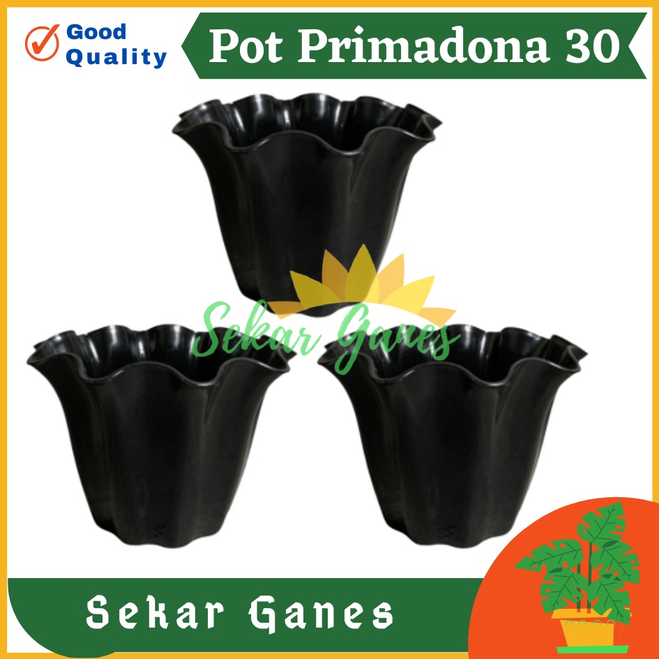 SHALLOM PRIMADONA 30 pot bunga plastik tebal bagus motif ombak bergelombang pot primadona 30 hitam murah