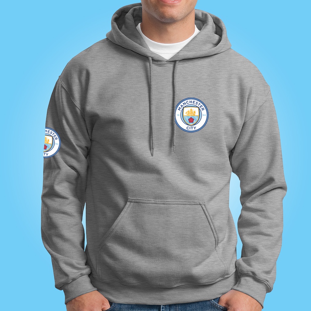 SWEATER HOODIE PRIA MANCHESTER CITY FC JAKET SEPAK BOLA BAHAN TEBAL