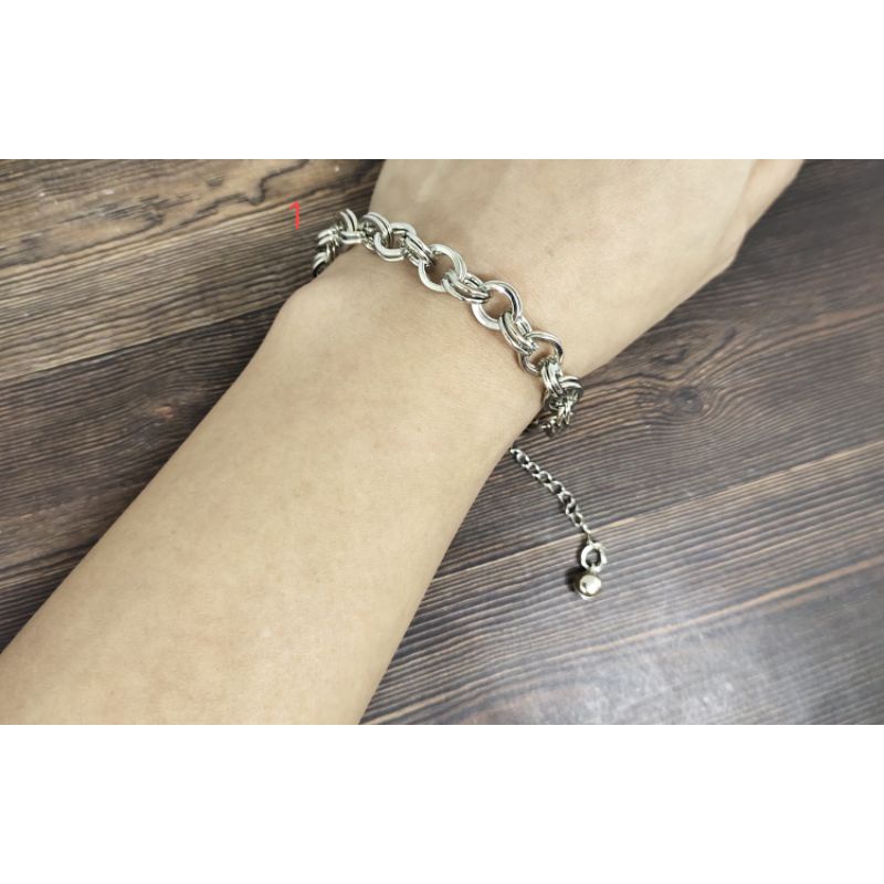 Fifi Fashion Gelang Silver Simple Model Perhiasan Lapis Emas Putih 18k G0025