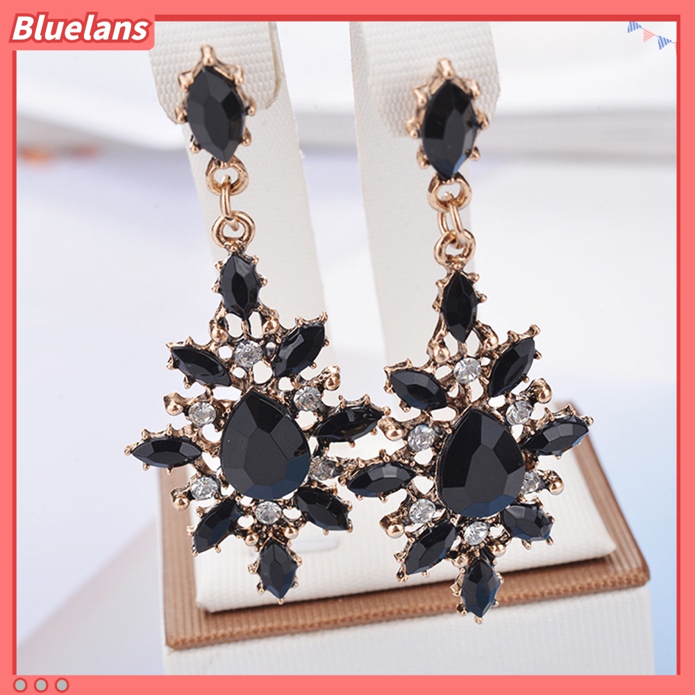 Bluelans Anting Tusuk Gantung Desain Snowflake Hias Berlian Imitasi Untuk Wanita