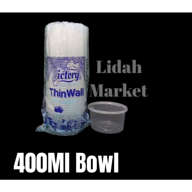 Thinwall Bulat 400ML (25) Victory Mangkok Plastik Cup Pudding Slime Wadah Makanan Tempat Makan Salad Buah Food Container Mangkuk Bowl