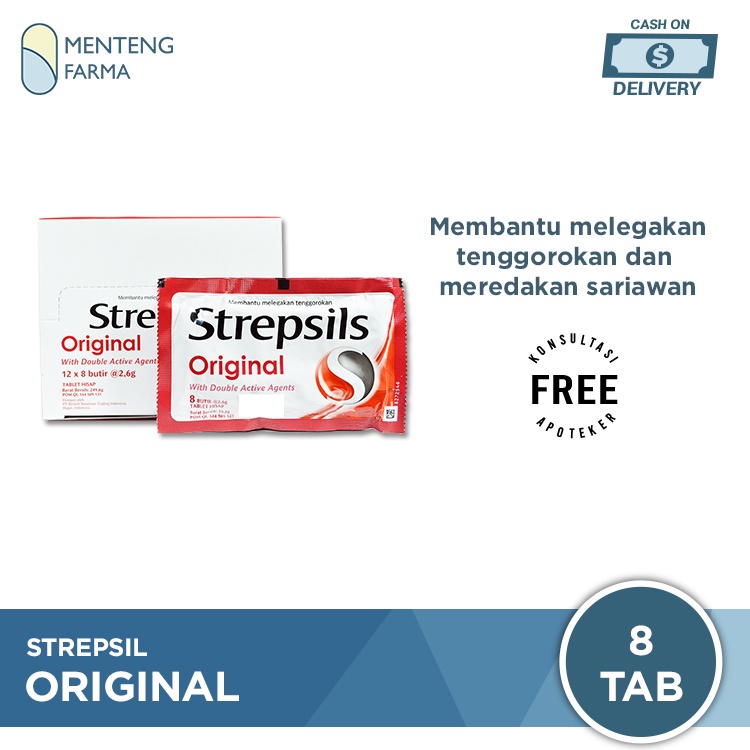 Strepsils (Original) Sachet - Permen Pelega Sakit Tenggorokan