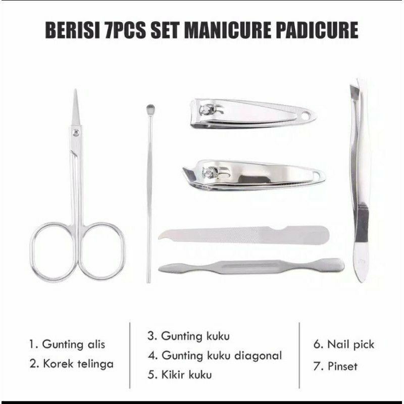 Manicure Pedicure Set 7in1 Set Perlengkapan Gunting Kuku Packing Dompet