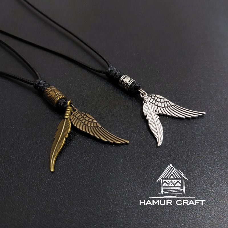 Hamur.craft | kalung liontin bandul bulu sayap | kalung pria keren