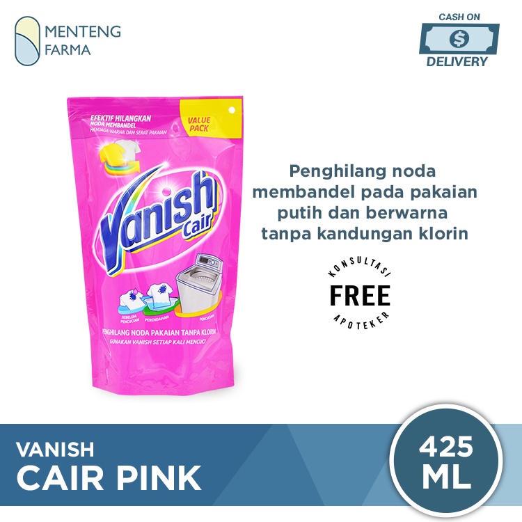 Vanish Cair Pink Pouch 425 mL - Penghilang Noda Pakaian Putih dan Bewarna
