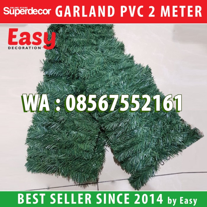 AKSESORIS POHON NATAL / GARLAND NATAL / DAUN GARLAND HIJAU PANJANG 2 M