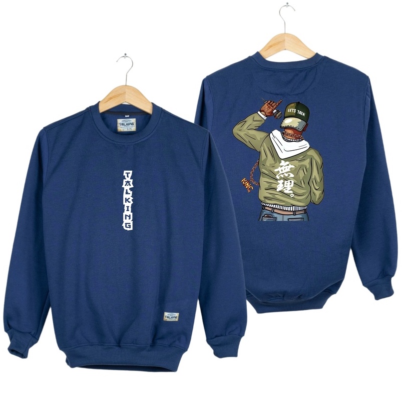 Sweater Crewneck Pria Distro Original Navy Switer Oblong Cowok Krunek Murah Sablon Japan Ori Jumbo