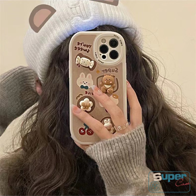 Mainan Boneka Kartun Manis Case Samsung A12 A04s A14 A52 A04 A53 A73 A32 A52s A22 A23 A03s A13 A50s A21s A30s A33 A20 A11 A72 A03 A10s A71 A51 A20s A31 Candy Bear Rabbit Soft Cover