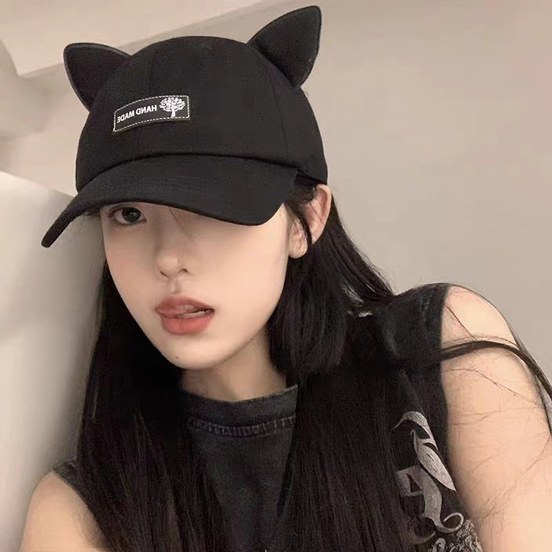 Topi visor Pria / Wanita Desain Telinga Kucing Dengan Kacamata Hitam Untuk outdoor