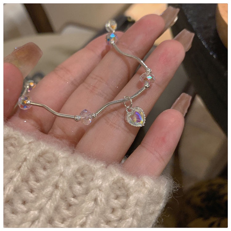 Gelang Kristal Bentuk Hati Mermaid Untuk Aksesoris Wanita