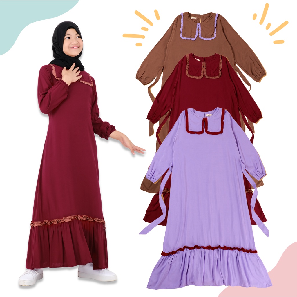 Gamis Anak / Gamis Anak Perempuan / Baju Muslim Anak Perempuan Bianca By Laurakids 5-10 Tahun