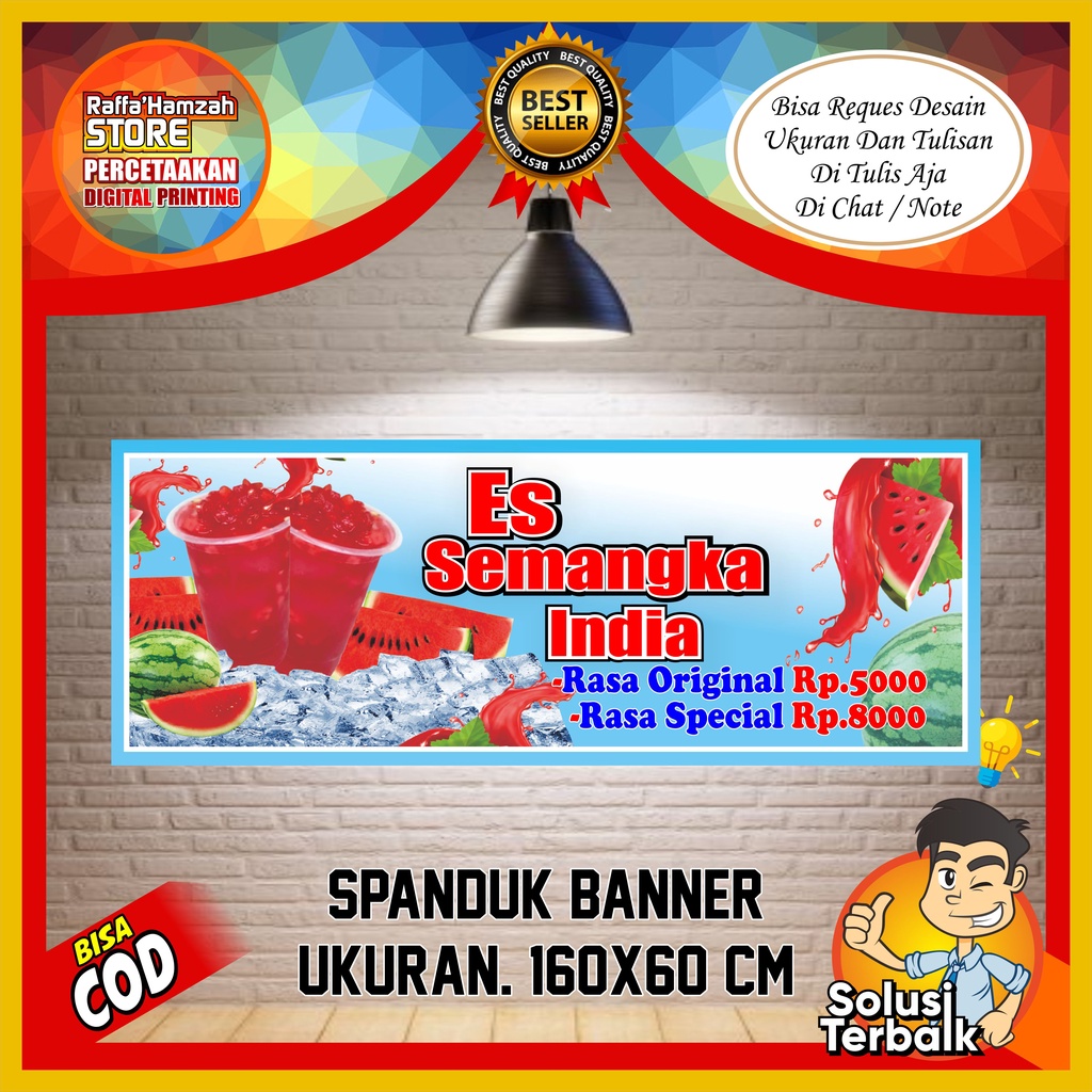 Banner Spanduk Backdrop Es Semangka India / Banner Es Semangka India Custome / Spanduk Es Semangka T