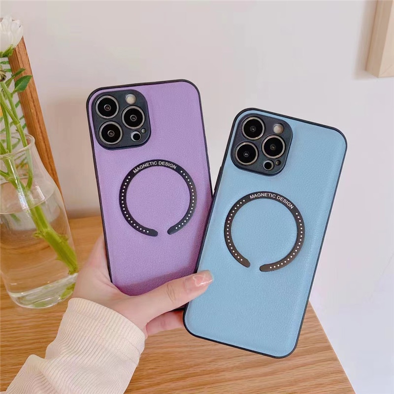 Case Magnetik Shockproof Tekstur Litchi Cover IPhone 11 12 13 14 Pro Max X XS XR