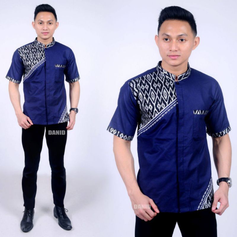 Koko Bordir Kombinasi Batik Lengan Pendek Terlaris Size M, L, XL #8 ( ORIGINAL )