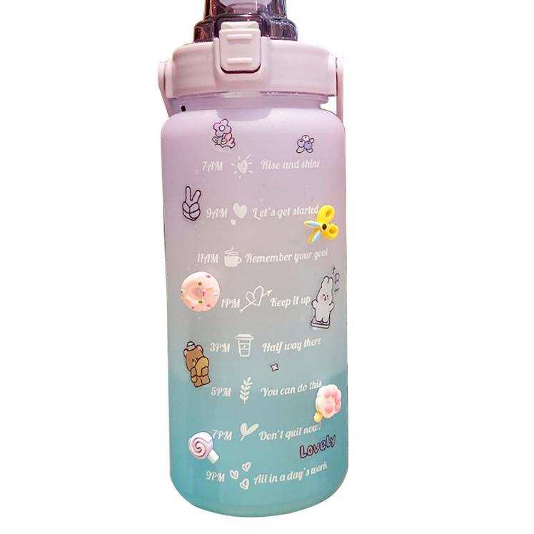 Siap Kirim COD Botol Minum Jumbo 2 Liter Viral Motivational Water Bottle Motivasi 2000ml P09