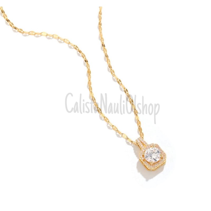 KALUNG DEWASA TITANIUM KOTAK PERMATA DIAMOND PERHIASAN EMAS KOREA ANTI KARAT DAN ANTI LUNTUR