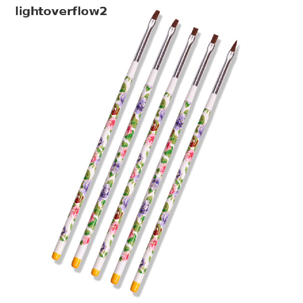 (lightoverflow2) 5pcs / Set Kuas Lukis Cat Air Bahan Nilon Untuk Nail Art DIY