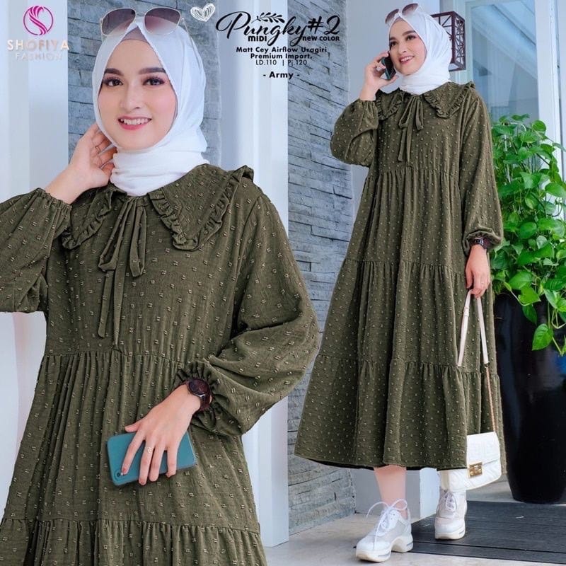 Dress Zulfa  Gamis Pesta Gamis Model Korea Gamis Crinkle Gamis Uragiri Dress Busui Midi Dress Remaja