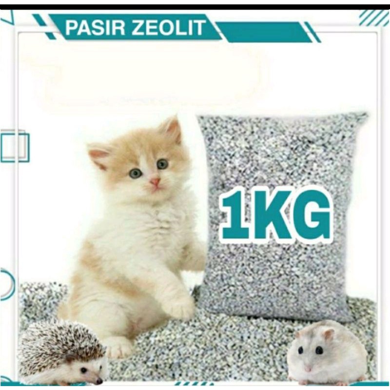 Pasir kucing untuk pup Alas kandang hewan sugar glider/hamster/landak pasir untuk pup kucing  zeoloit repak 1 kg