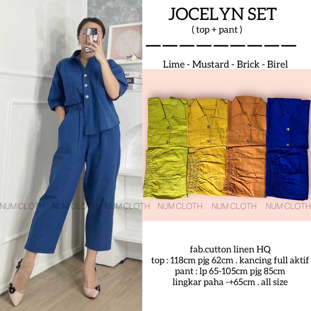 Jocelyn set ( top + pants ) set wanita