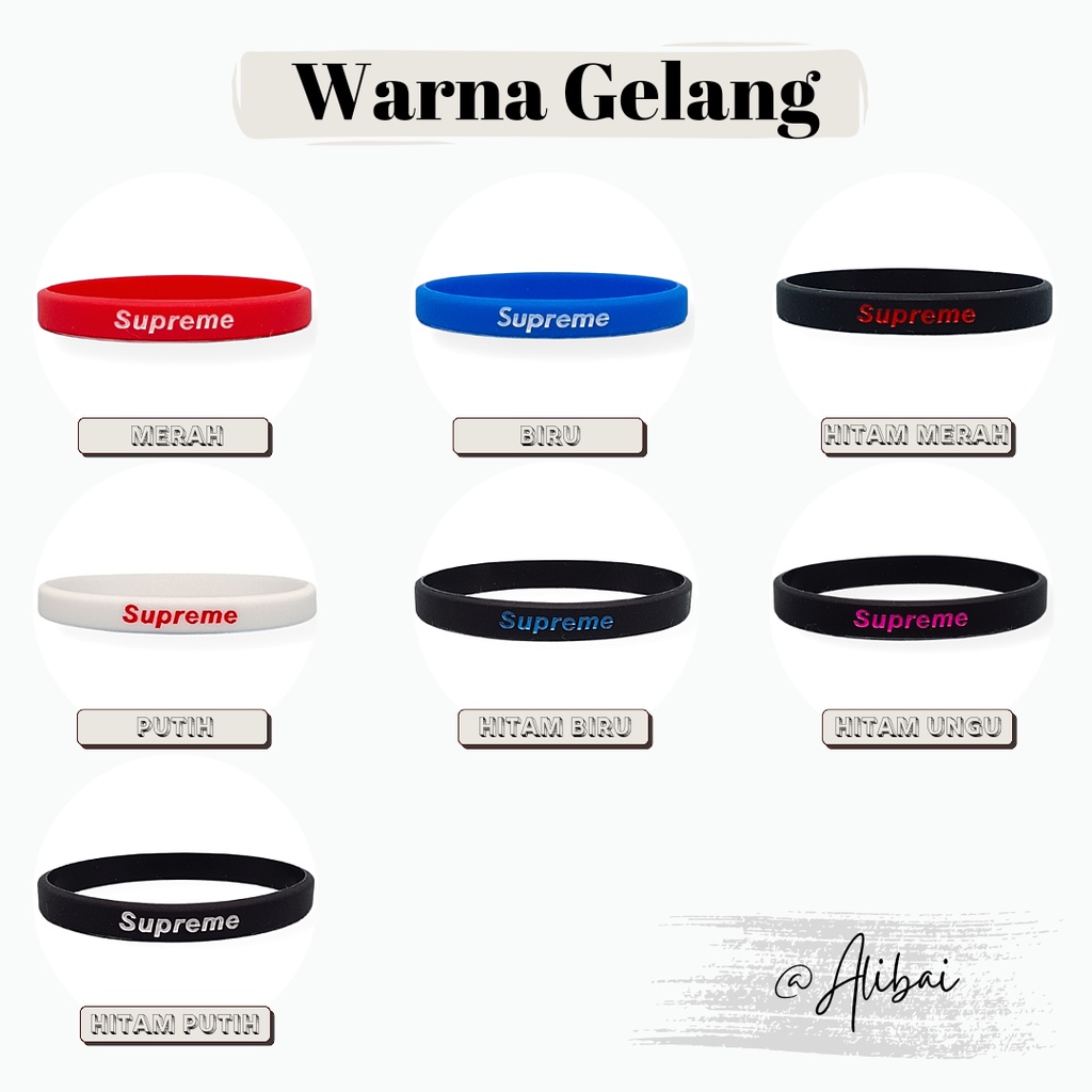 Gelang Tangan Pria Karet Distro Supreme Bracelet Rubber Kasual Sport
