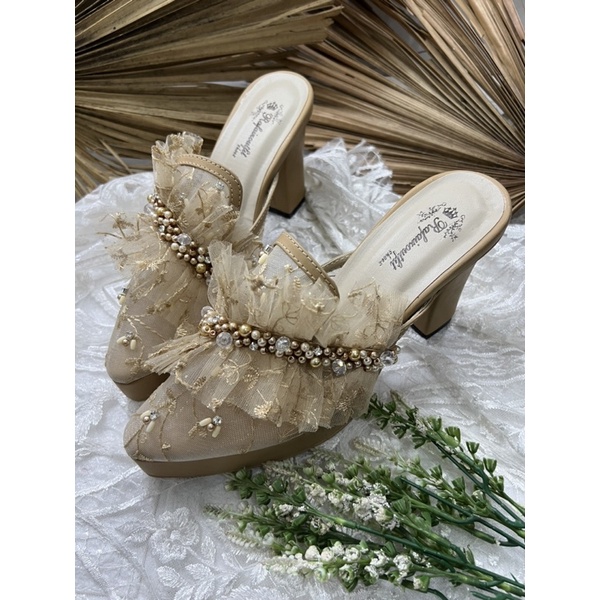 sepatu wanita nude deandra wedding pesta 9cm tahu