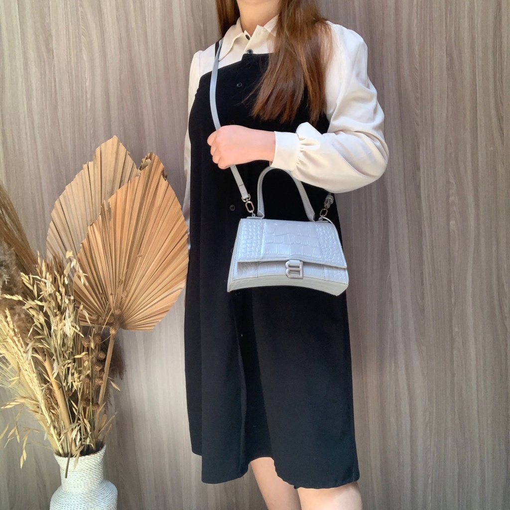 LUXY LX2072 TAS WANITA HOURGLASS CROCO FREE PAPERBAG + BOX MEDIUM SIZE TOP HANDLE IMPORT KUALITAS VIP PLATINUM