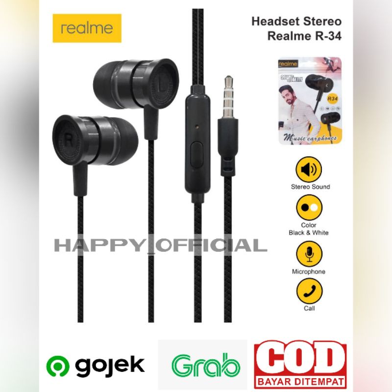 HF HEADSET EARPHONE REALME R-34 + MIC EXTRA BASS