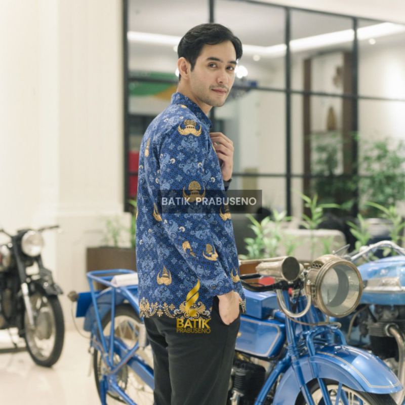 Kemeja Pria Kerja MOTIF KORPRI Lengan Panjang Slimfit Lapis katun Ero Batik Prabuseno Original