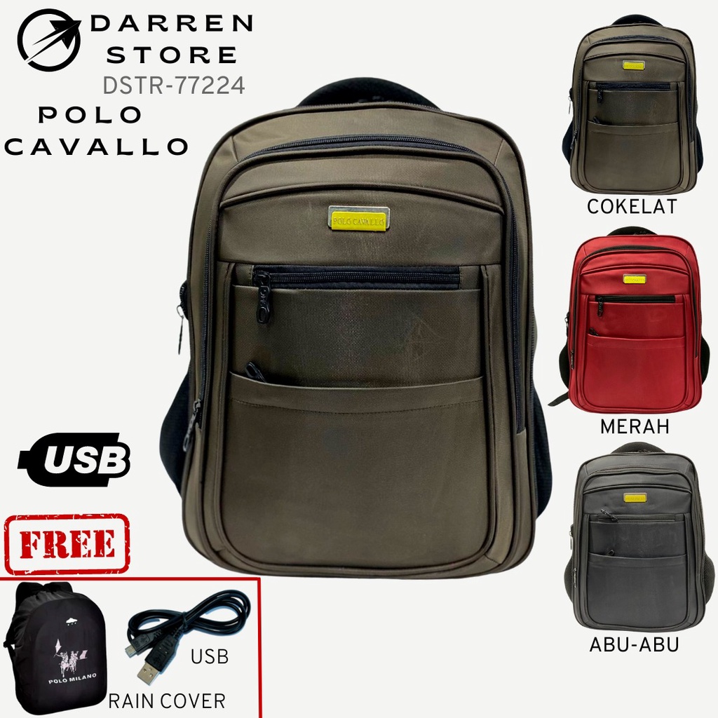 Ransel Polo Cavallo Original 77224 USB Expanding 18inch Ransel laptop Import