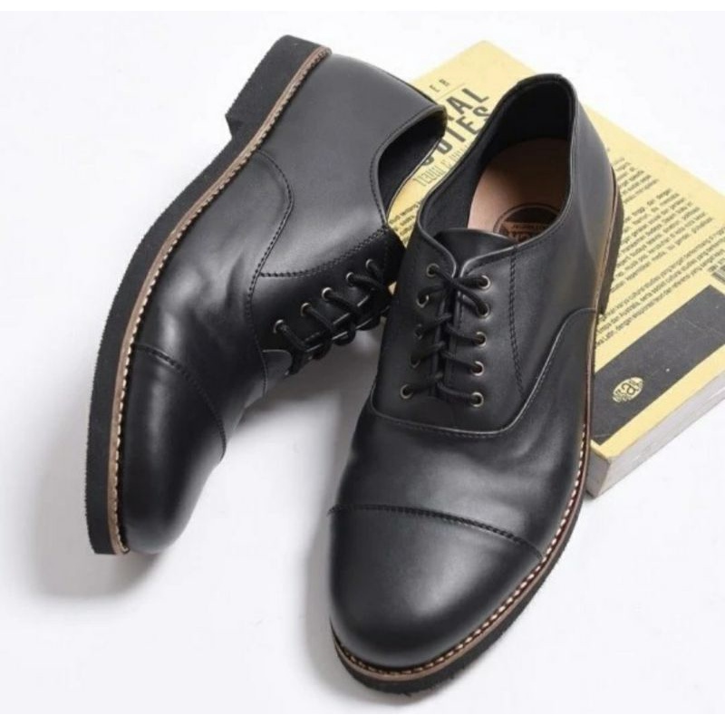 Sepatu OXFORD X.Eight Pria Ukuran Besar 43.44.46.46.47.48 Sepatu Kerja Pantofel Formal JUMBO Oversize Hitam Original, 44