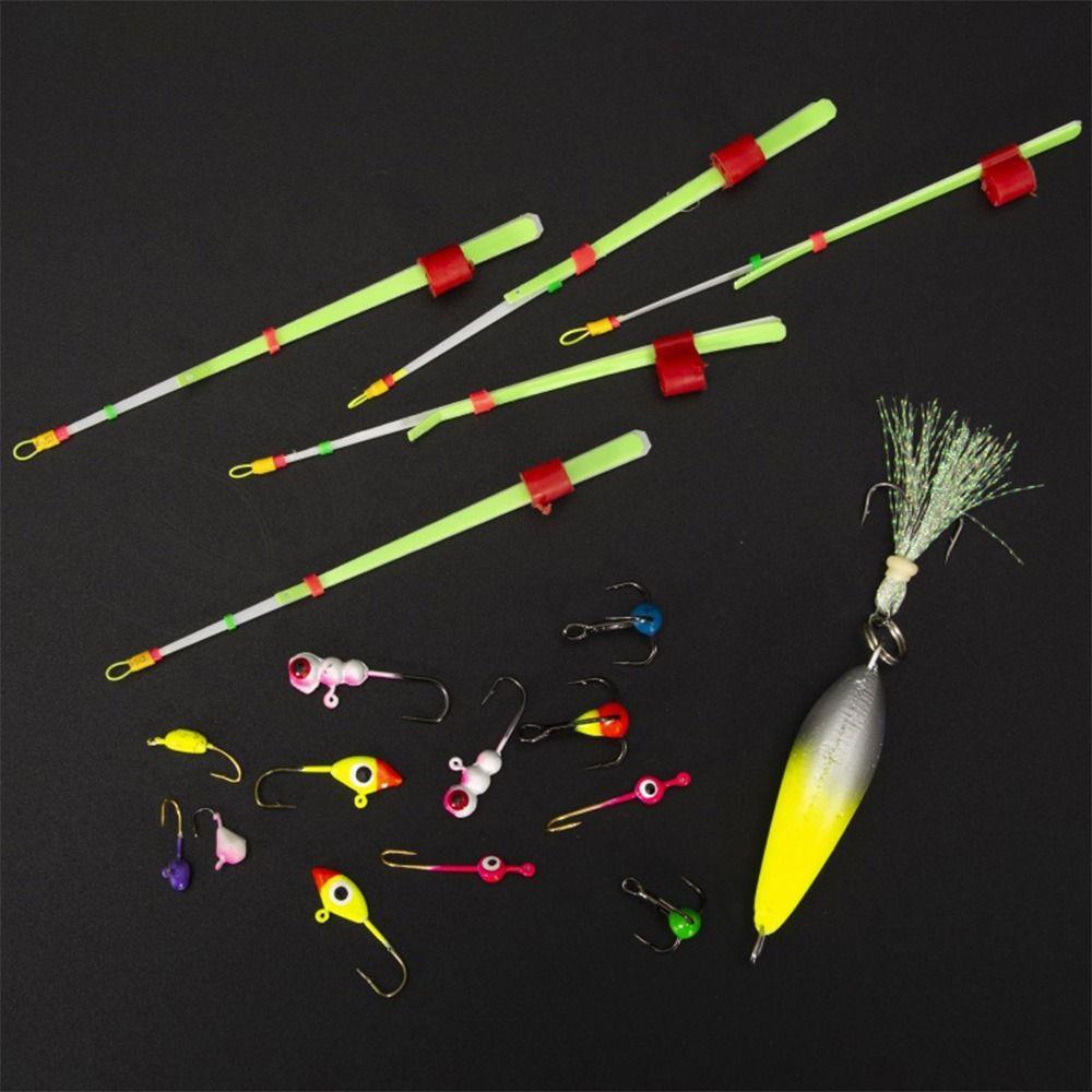 Preva Winter Ice fishing Lure set Pancing Buatan Jigging Walleye Lead Hard Hook