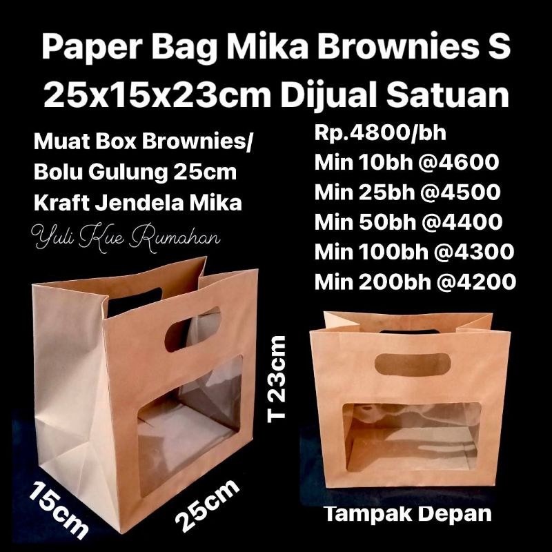 

Paper Bag Mika Brownies S Uk 25x15x23cm Dijual Satuan