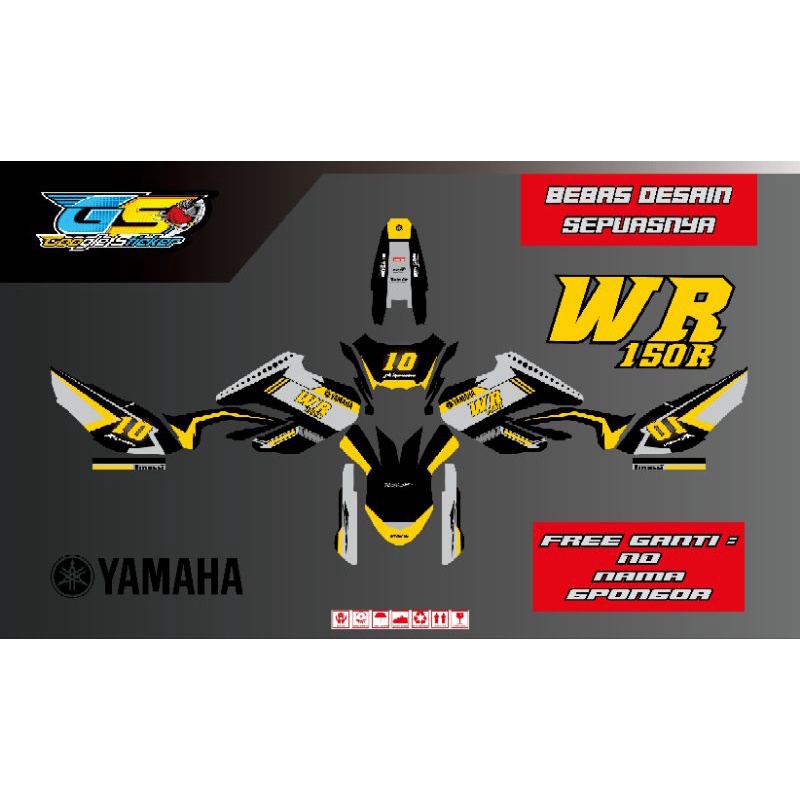 DECAL YAMAHA WR 150 R BIRU,MERAH,KUNING (BISA REQUEST PILIHAN WARNA)