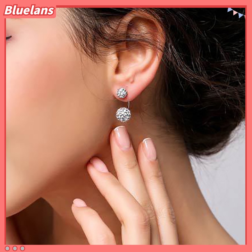 Bluelans Fashion Women Rhinestone Inlaid Ball Shape Pendant Stud Earrings Jewelry Gift