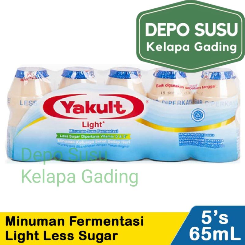 Yakult Light Less Sugar isi 5 botol 65ml | Yogurt Probiotik Low Fat Rendah Gula Lemak Minuman Kesehatan